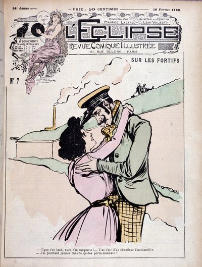 Auf den Befestigungen: Böser Junge (Schläger) und seine Freundin - Titelbild Die Eclipse vom 16.02.1899 von French School