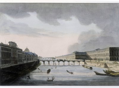 Optische Ansicht von Paris: die Pont des Arts um 1810, Stadt Paris von French School