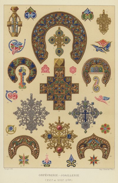 Goldschmiedekunst (16. und 17. Jahrhundert) (Chromolithographie) von French School