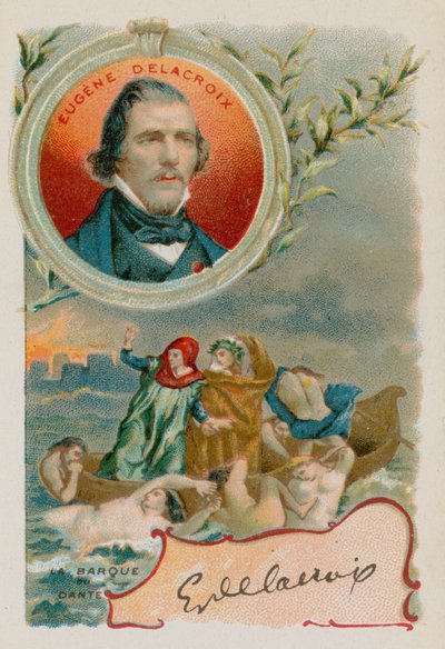 Maler Eugene Delacroix mit Darstellung von Dante und Virgil in der Hölle von French School