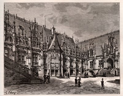 Palais de justice de Rouen ehemaliges Parlament der Normandie - Gravur in „France illustree: geographie, histoire, administration statistique“ von V.A. Malt-Brown. 1884 von French School