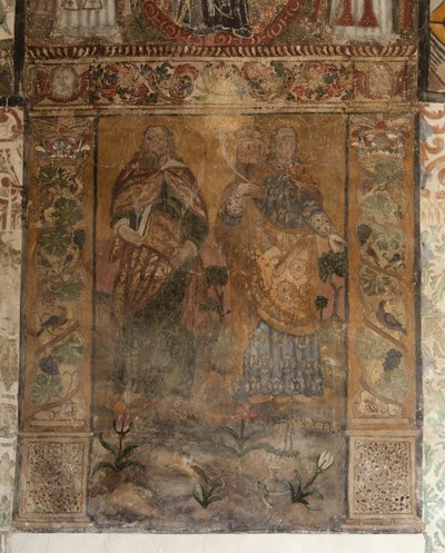 Pfarrkirche (Església de la Mare de Déu de Solers). Innenraum. Die Kirchenschiffe. Wandmalereien. (Detail) 16. Jahrhundert (?) von French School