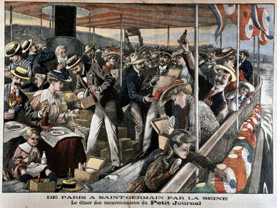 Pariser genießen einen Dampferausflug auf der Seine nach Saint-Germain von French School