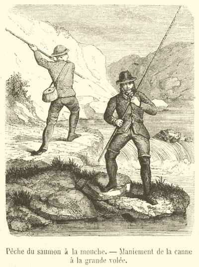 Lachsfischen mit der Fliege, Handhabung der Rute im großen Schwung von French School