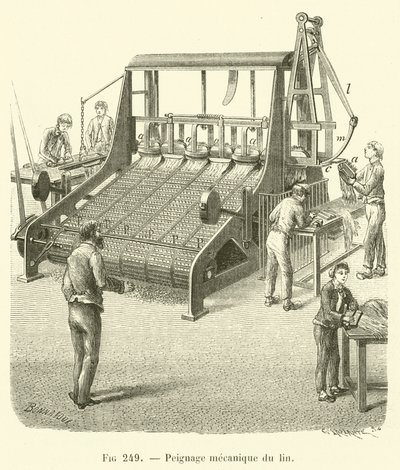 Mechanisches Kämmen von Flachs von French School