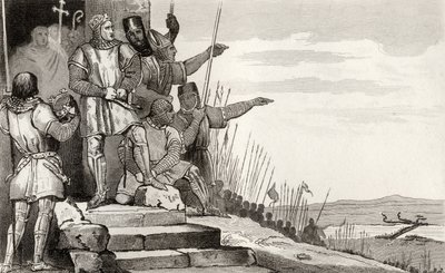 Philippe II Auguste (1165-1223) gewinnt die Schlacht von Bouvines nach Gebet, aus 