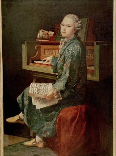 Bild eines jungen Mannes am Klavier, angeblich Mozart von French School