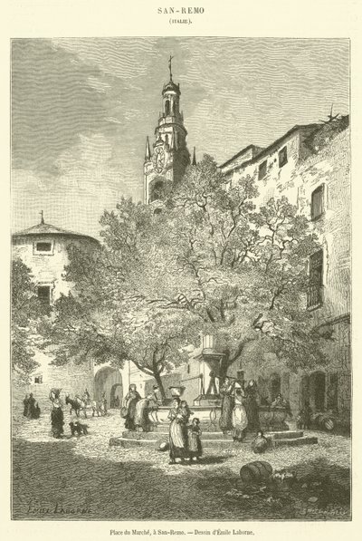 Marktplatz in San-Remo (Stich) von French School