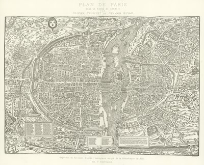 Plan von Paris, unter der Herrschaft von Heinrich II. von Olivier Truschet und Germain Hoyau von French School
