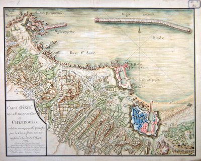 Plan zur Entwicklung des Hafens und Hafens von Cherbourg von French School
