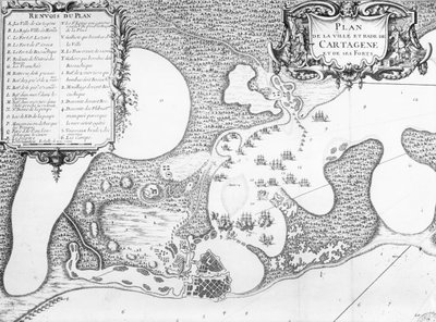 Plan der Stadt und des Hafens von Cartagena, Kolumbien, 1697 von French School