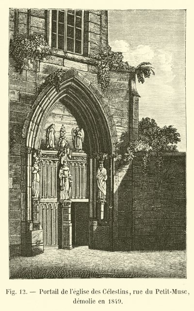 Portal der Kirche der Celestins, Rue du Petit-Musc, abgerissen im Jahr 1849 von French School