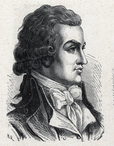 Porträt von Antoine Pierre Joseph Marie Barnave (1761-1793), französischer Politiker. Gravur von 1889. Private Sammlung. von French School