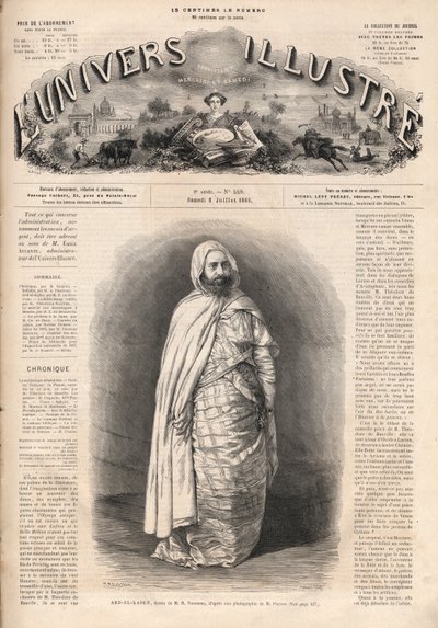 Porträt von Ben Mahi Ed Din Abd El Kader (1808-1883), Amir von Mascara, militärischer und religiöser Führer von French School