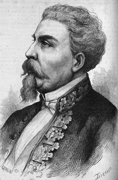 Porträt von Benedetto Cairoli (1825-1889), italienischer Staatsmann. Gravur in „Le Monde Illustré“ Nr. 1132 vom 7. Dezember 1878. von French School