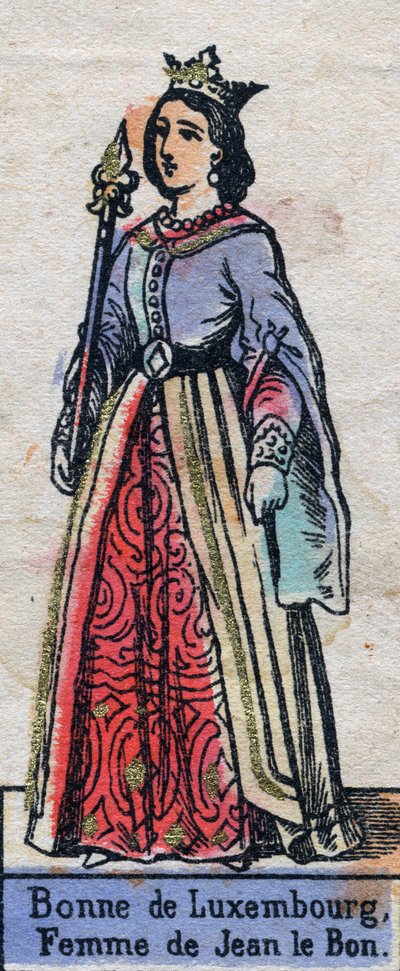 Porträt von Bonne de Luxembourg (1315-1349), Ehefrau von Johann II. von Frankreich. (Kapetinger-Dynastie). Illustration Ende des 19. Jahrhunderts. von French School