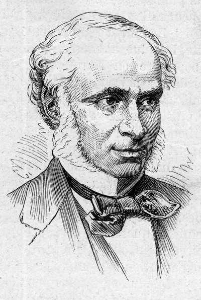 Porträt von Camille Doucet (1812-1895), französischer Dichter, Dramatiker und Akademiker. Gravur in „Le Monde Illustré“ Nr. 883 vom 14. März 1874 von French School