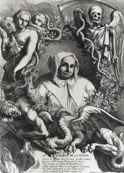 Porträt von Catherine Monvoisin (La Voisin) (1640-80) (Gravur) (s/w Foto) von French School