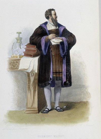 Porträt von Clement des Marets genannt Marot, französischer Dichter (1496-1544) - in „Le Plutarque français“, Hrsg. Mennechet von French School