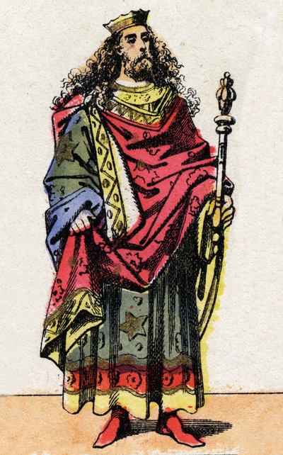 Porträt von Chlodion genannt der Langhaarige, König der Franken von 428 bis 448. von French School