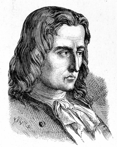 Porträt von Denis Papin (1647 - 1714) - im „Album der Wissenschaft; berühmte Gelehrte; Große Entdeckungen“ 1896. von French School