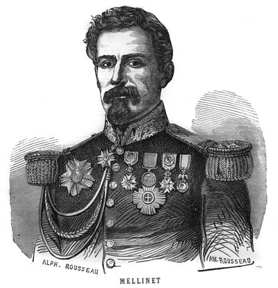 Porträt von Emile Henry Mellinet (1798-1894), französischer General. Gravur in „Les Illustrations De L