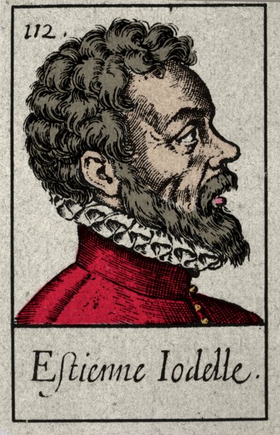 Porträt von Etienne Jodelle (1532-1573), französischer Dichter der Plejade-Bewegung. Gravur des 19. Jahrhunderts von French School