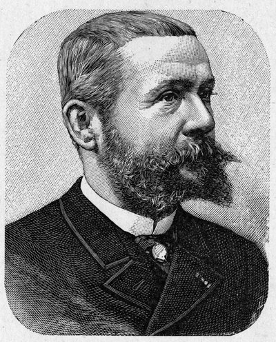 Porträt von Gaston Tissandier (1843 - 1899), französischer Aeronaut - im „Album der Wissenschaft; berühmte Gelehrte; Große Entdeckungen“ 1896. von French School