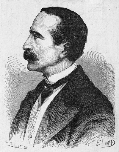 Porträt von Georges Bonelli, dem Erfinder des typografischen Telegraphen - in „Album der Wissenschaft; berühmte Gelehrte; Große Entdeckungen“ 1896 von French School