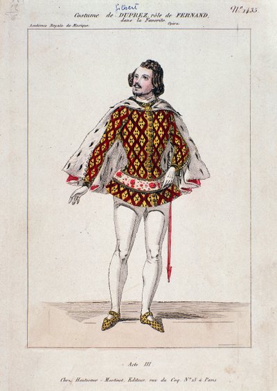 Porträt von Gilbert Duprez, französischer Tenor und Komponist in "La Favorite" von Gaetano Donizetti von French School