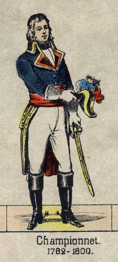 Porträt von Jean Etienne Championet, französischer General (1762-1800). Bild von Epinal aus dem späten 19. Jahrhundert. von French School