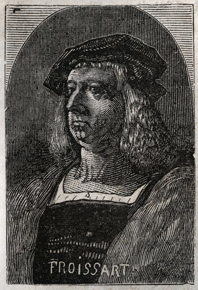 Porträt von John Froissart (Jean Froissart) (1337-1404), französischer Chronist des mittelalterlichen Frankreichs - Gravur in „Histoire de France“ von Victor Duruy (1811-1894) - 1882 von French School