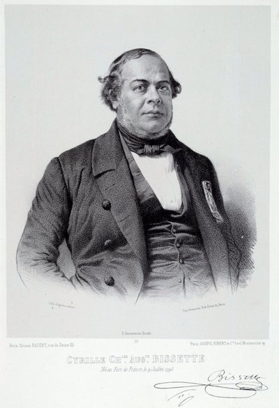 Porträt des martinikanischen Politikers Cyrille Charles Auguste Bissette (1795-1858), ein großer Befürworter der Abschaffung der Sklaverei in Frankreich. Gravur des 19. Jahrhunderts. Chartres, Museum der Schönen Künste von French School
