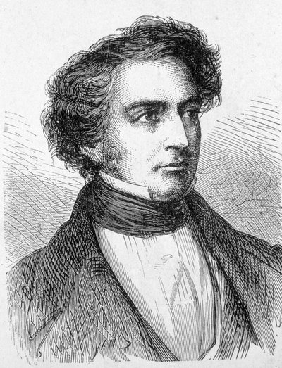 Porträt von Robert Stephenson (1803 - 1859) - im „Album der Wissenschaft; berühmte Gelehrte; Große Entdeckungen“ 1896. von French School