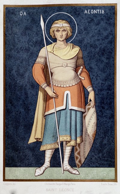 Porträt des Heiligen Leonce nach griechischem Mosaik 11. Jahrhundert von French School