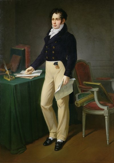 Porträt eines jungen Mannes, der das Journal des Sourds-Muets et Aveugles hält, ca. 1830-40 von French School