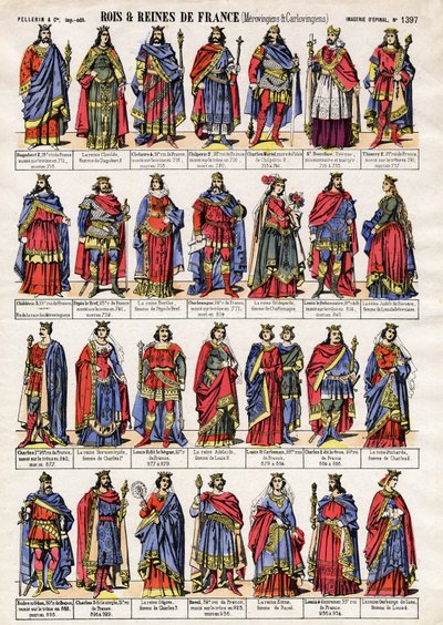 Porträts der Könige und Königinnen von Frankreich der Merowinger- und Karolinger-Dynastie von French School