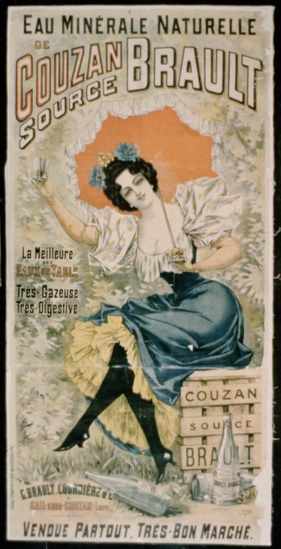 Plakat für Brault natürliches Mineralwasser aus Couzan von French School