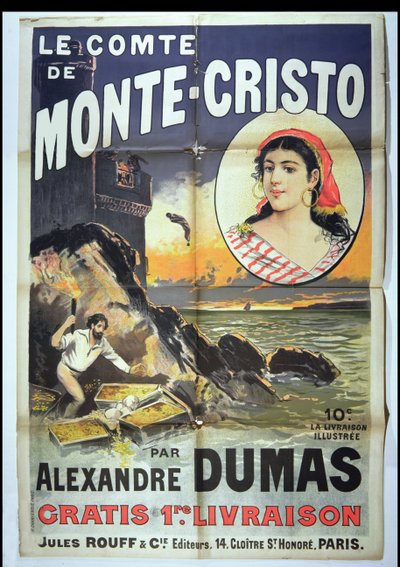 Plakat für Le Comte de Monte Cristo von Alexandre Dumas Père (1802-70) von French School