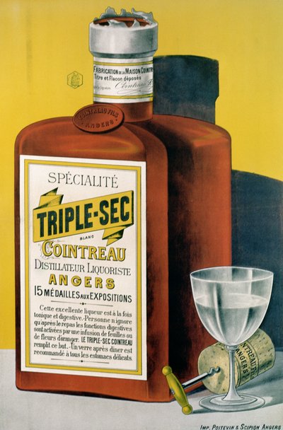 Plakat, das Triple Sec Cointreau aus Angers bewirbt von French School