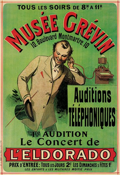 Plakat, das ein Konzert im Grevin Museum in Paris bewirbt von French School