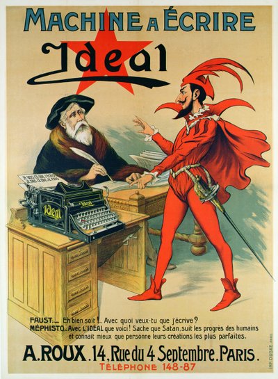 Plakat für die Ideal-Schreibmaschine von French School