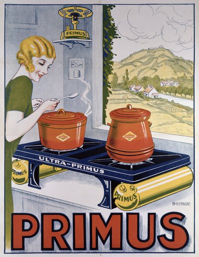 Plakat für den Primus-Herd, gedruckt von Dampenon & Elarue von French School