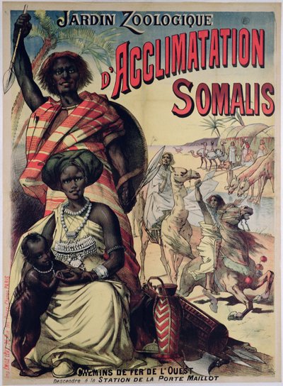 Plakat, das den somalischen Park im Jardin Zoologique, Paris bewirbt von French School