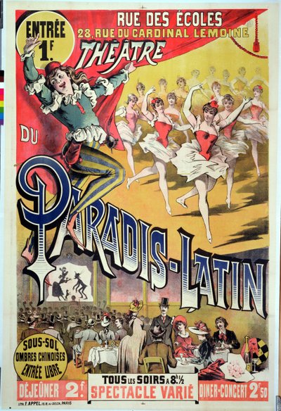 Plakat für das Théâtre du Paradis Latin, um 1880-90 von French School