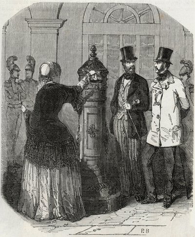 Posten: neuer Briefkasten - Gravur in „Tableau-de-Paris“ von Edmond Texier 1852 von French School
