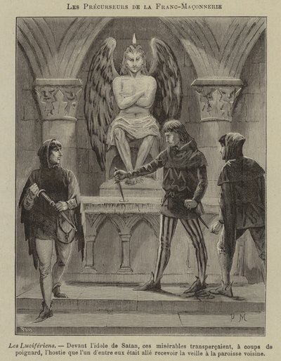 Vorläufer der Freimaurerei: die Luciferianer (Gravur) von French School