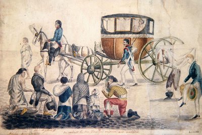 Priester, der die Heilige Kommunion zu den Kranken und Sterbenden bringt, ca. 1850 von French School
