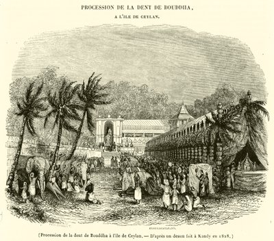 Prozession des Zahns von Buddha auf der Insel Ceylon von French School
