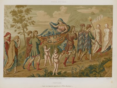 Psyche auf einer Bahre getragen von French School
